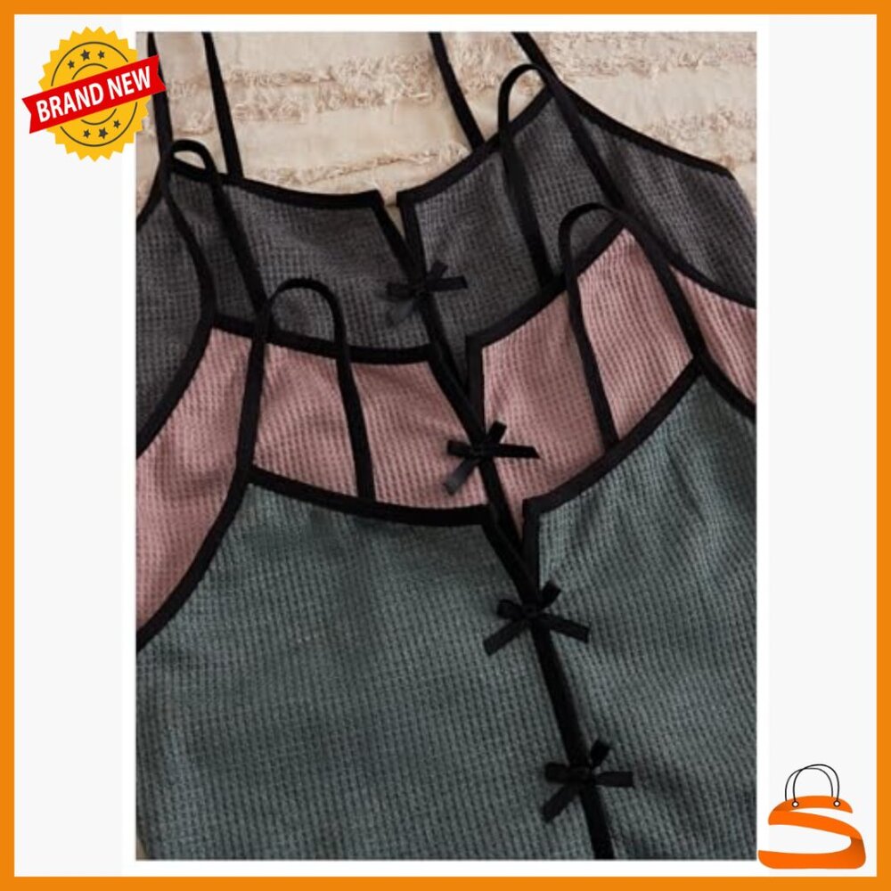 Medium Polyester Pajama Set Crop Cami Shorts Loun… - image 3